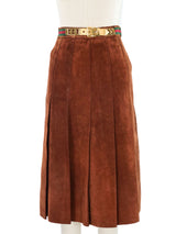Gucci Pleated Cinnamon Suede Skirt Bottom arcadeshops.com