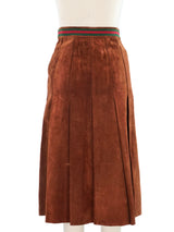 Gucci Pleated Cinnamon Suede Skirt Bottom arcadeshops.com