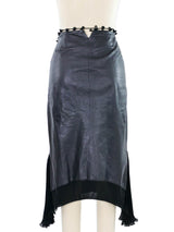 Yves Saint Laurent Chiffon Trimmed Leather Skirt Bottom arcadeshops.com