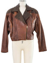 Brown Embossed Leather Bomber Jacket Jacket arcadeshops.com
