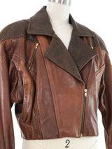 Brown Embossed Leather Bomber Jacket Jacket arcadeshops.com