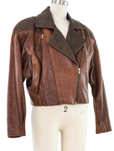 Brown Embossed Leather Bomber Jacket Jacket arcadeshops.com