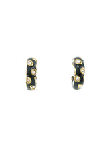 Oscar de la Renta Embellished Black Hoop Earrings Jewelry arcadeshops.com