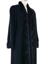 Mink Trim Black Wool Overcoat Outerwear arcadeshops.com