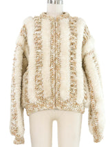 Cream Plush Knit Zip Jacket Jacket arcadeshops.com