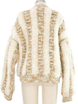 Cream Plush Knit Zip Jacket Jacket arcadeshops.com