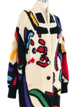 Graphic Knit Maxi Cardigan Outerwear arcadeshops.com