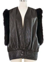 1980s Fur Trimmed Leather Vest Outerwear arcadeshops.com