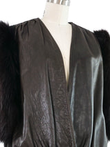 1980s Fur Trimmed Leather Vest Outerwear arcadeshops.com