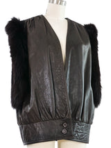 1980s Fur Trimmed Leather Vest Outerwear arcadeshops.com