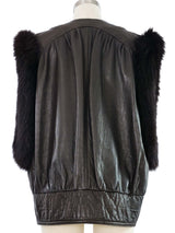 1980s Fur Trimmed Leather Vest Outerwear arcadeshops.com