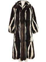 Two Tone Striped Fur Maxi Coat Outerwear arcadeshops.com