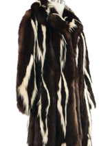 Two Tone Striped Fur Maxi Coat Outerwear arcadeshops.com
