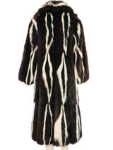 Two Tone Striped Fur Maxi Coat Outerwear arcadeshops.com