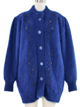 Embellished Blue Angora Cardigan Jacket arcadeshops.com