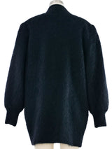 Floral Embroidered Black Angora Cardigan Jacket arcadeshops.com