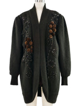 Bead and Fur Embellished Angora Cardigan Jacket arcadeshops.com