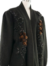Bead and Fur Embellished Angora Cardigan Jacket arcadeshops.com