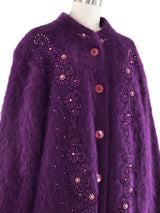 Embellished Purple Angora Cardigan