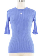 1970s Courreges Periwinkle Knit Top Top arcadeshops.com