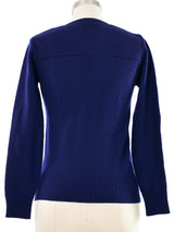 1970s Yves Saint Laurent Navy Sweater Top arcadeshops.com
