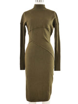 1980s Alaia Olive Knit Seamed Dress Dress arcadeshops.com
