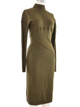 1980s Alaia Olive Knit Seamed Dress Dress arcadeshops.com
