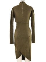 1980s Alaia Olive Knit Seamed Dress Dress arcadeshops.com