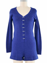1970s Blue Knit Romper Suit arcadeshops.com