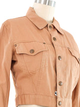 Junior Gaultier Fishnet Back Cropped Denim Jacket Jacket arcadeshops.com