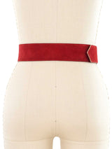 Lion Buckle Red Suede Belt Accessory arcadeshops.com