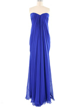 Alexander McQueen Draped Bustier Silk Gown Dress arcadeshops.com