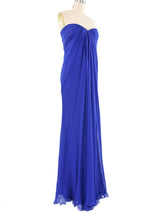 Alexander McQueen Draped Bustier Silk Gown Dress arcadeshops.com