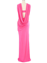 Versace Hot Pink Cowl Back Gown Dress arcadeshops.com