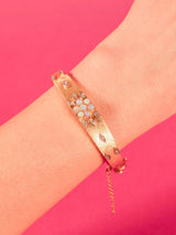 Opal and Diamond Studded 14k Florentine Finish Bangle Fine Jewelry arcadeshops.com
