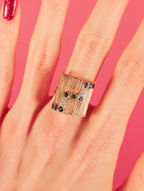 1970s 14k Sculptural Sapphire and Diamond Ring Fine Jewelry arcadeshops.com