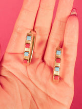 1970s 18k Turquoise and Coral Earrings Fine Jewelry arcadeshops.com
