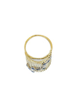1970s 14k Sculptural Sapphire and Diamond Ring Fine Jewelry arcadeshops.com