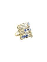 1970s 14k Sculptural Sapphire and Diamond Ring Fine Jewelry arcadeshops.com