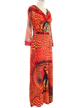 2000s Jean Paul Gaultier Printed Mesh Maxi Dress Dress arcadeshops.com