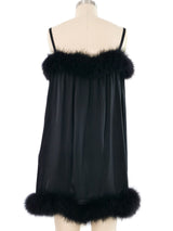 2021 Saint Laurent Feather Trimmed Slip Dress Dress arcadeshops.com