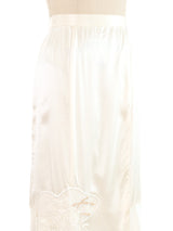 Lace Embellished Ivory Silk Skirt