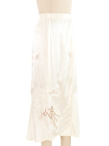 Lace Embellished Ivory Silk Skirt