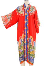1920s Chrysanthemum Print Silk Robe Jacket arcadeshops.com