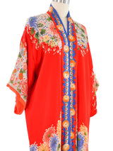 1920s Chrysanthemum Print Silk Robe Jacket arcadeshops.com