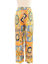 1970s Psychedelic Floral Satin Trousers