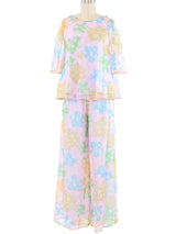1960s Watercolor Floral Lounge Set
