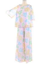 1960s Watercolor Floral Lounge Set
