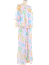 1960s Watercolor Floral Lounge Set