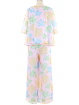 1960s Watercolor Floral Lounge Set